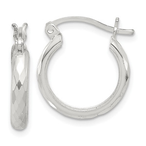 Sterling Silver Polished Textured Hoop Earrings - QE-84E88578-9178