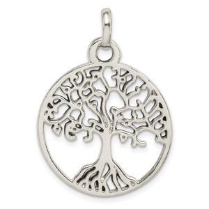 Sterling Silver Polished Tree of Life Pendant