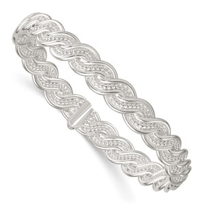 Sterling Silver Polished Twisted and Woven Flexible Bangle