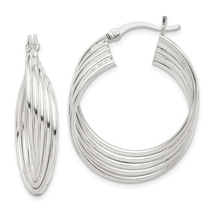 Sterling Silver Polished Twisted Multi-tube Round Hoop Earrings - QE-473713DE-1365