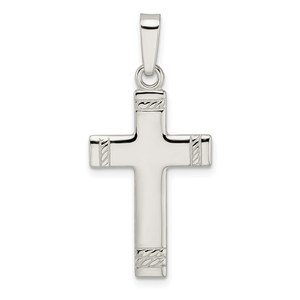 Sterling Silver Polished w/Rope Ends Latin Cross Pendant