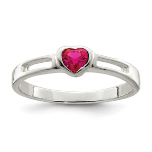 Sterling Silver Red CZ Heart Ring - QR-BB7F6E67-8811