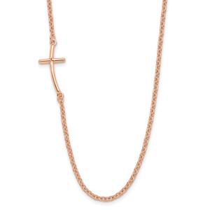 Sterling Silver RG-plated Small Off-Set Sideways Curved Cross Necklace - QG-F2D7EB27-5865
