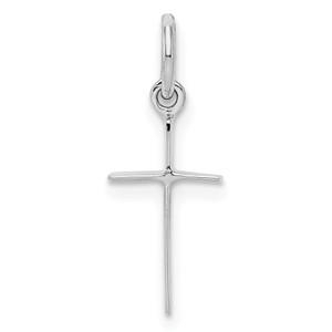 Sterling Silver RH Plated Child's Polished Cross Pendant - QP-5CB7A8DF-1086