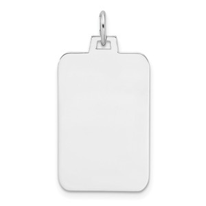 Sterling Silver Rhod.-plated Eng. Rect. Polish Front/Satin Back Disc Charm - QM-D25A73DC-9507