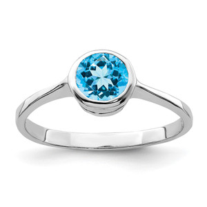 Sterling Silver Rhodium Blue Topaz Ring - QR-76E2B7DE-5452