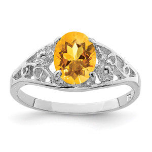 Sterling Silver Rhodium Citrine ring - QR-17FBE02A-6071