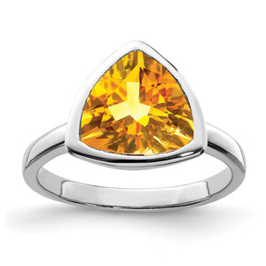 Sterling Silver Rhodium Citrine Ring - QR-D0FD913C-9788