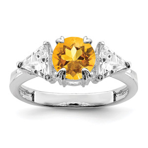 Sterling Silver Rhodium Citrine ring - QR-D775AD55-6485