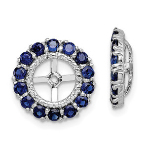 Sterling Silver Rhodium Diam. & Created Sapphire Earring Jacket - QJ-0137918E-8370