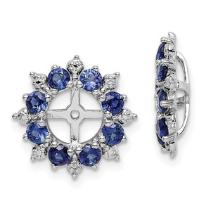 Sterling Silver Rhodium Diam. & Created Sapphire Earring Jacket - QJ-9B610829-9335