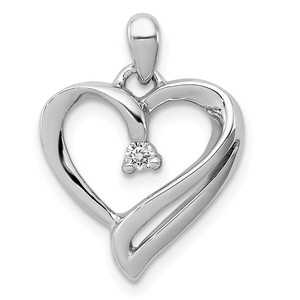 Sterling Silver Rhodium Diam. Heart Pendant - QD-11971174-2411