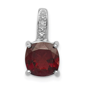 Sterling Silver Rhodium Garnet & Diamond Pendant - QD-25A0F835-1513