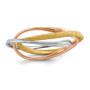 Sterling Silver Rhodium Gold & Rose Gold-plated Intertwined Ring - QR-C3A7F877-6361