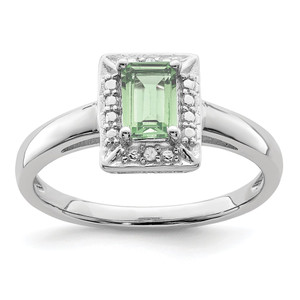 Sterling Silver Rhodium Green Quartz Diam. Ring - QR-A3A62083-6895