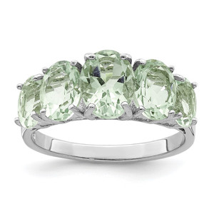 Sterling Silver Rhodium Green Quartz Ring - QD-B3B33C52-7878
