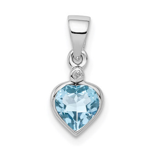 Sterling Silver Rhodium Light Swiss Blue Topaz Diamond Pendant - QD-2C7FAFD3-1741