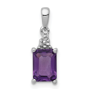 Sterling Silver Rhodium Plated Amethyst and Diamond Pendant - QD-82A2C33E-2178