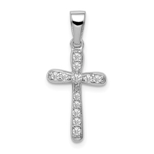Sterling Silver Rhodium Plated CZ Cross Pendant - QC-946E75F6-2499