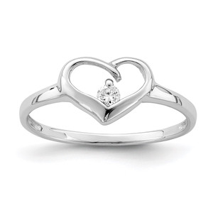 Sterling Silver Rhodium Plated CZ Heart Ring - QR-C6B6C6A2-2779