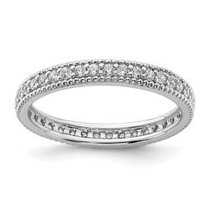 Sterling Silver Rhodium Plated CZ Ring - QR-B533329D-8014