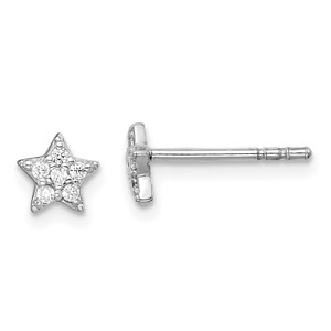 Sterling Silver Rhodium Plated CZ Star Post Earrings - QE-8BE4DF63-5831