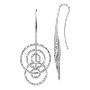 Sterling Silver Rhodium Plated D/C Circles Dangle Earrings - QE-743D4149-2195