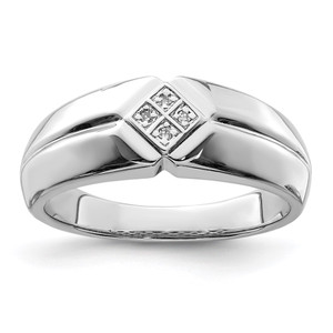 Sterling Silver Rhodium Plated Diam. Men's Ring - QR-A8470BDF-5923