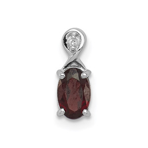 Sterling Silver Rhodium Plated Diamond & Garnet Oval Pendant - QP-DE071B5A-6957