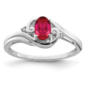 Sterling Silver Rhodium Plated Diamond & Ruby Ring - QR-56948B3F-7326