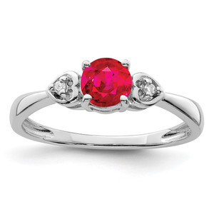 Sterling Silver Rhodium Plated Diamond and Ruby Ring - QR-F9F2DB3F-7627