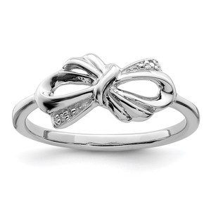 Sterling Silver Rhodium Plated Diamond Bow Ring - QR-55A00536-6529