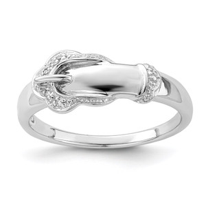 Sterling Silver Rhodium Plated Diamond Buckle Ring - QR-C9949FAF-6363