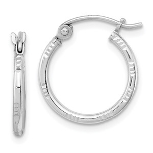 Sterling Silver Rhodium Plated Diamond Cut Hoop Earrings - QE-5675068F-8070