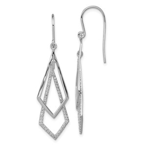 Sterling Silver Rhodium Plated Diamond Dangle Earrings - QE-339F1481-6236