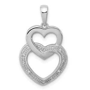 Sterling Silver Rhodium Plated Diamond Double Heart Pendant - QP-7F849C42-3779