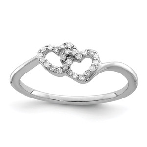 Sterling Silver Rhodium Plated Diamond Double Heart Promise Ring - QR-297FEF5A-7652