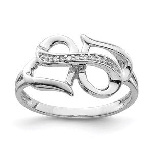 Sterling Silver Rhodium Plated Diamond Double Heart Ring - QR-6BB6E2DD-1853