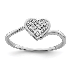 Sterling Silver Rhodium Plated Diamond Heart Ring - QR-6203B63A-6492