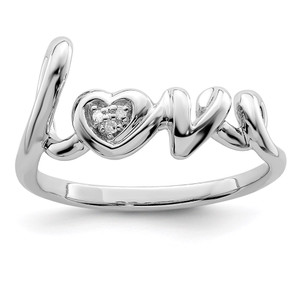 Sterling Silver Rhodium Plated Diamond LOVE Ring - QR-805A985D-8341