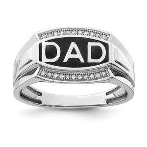 Sterling Silver Rhodium Plated Diamond Men's DAD Ring - QR-05220EAA-5420