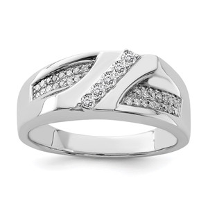 Sterling Silver Rhodium Plated Diamond Men's Ring - QR-2E87BC51-9372
