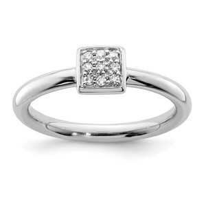 Sterling Silver Rhodium Plated Diamond Ring - QR-8778C8DA-1117