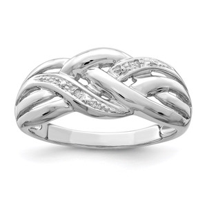 Sterling Silver Rhodium Plated Diamond Ring - QR-9C6F5C84-6347