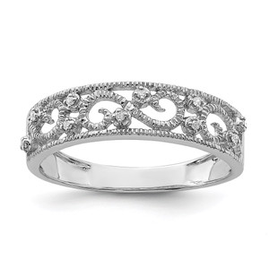 Sterling Silver Rhodium Plated Fancy Diamond Band - QD-2A74CDA1-1459