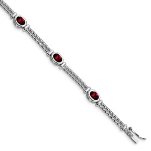 Sterling Silver Rhodium Plated Garnet Bracelet - QX-17E4A85C-5082