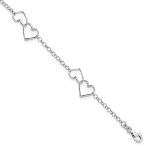 Sterling Silver Rhodium Plated Heart Bracelet - QG-45C9C119-8223