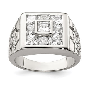 Sterling Silver Rhodium Plated Men's Fashion CZ Ring - QR-CB7EA4BB-9480