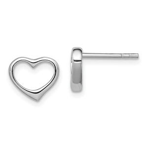 Sterling Silver Rhodium Plated Open Heart Post Earrings - QE-63EC8087-1879