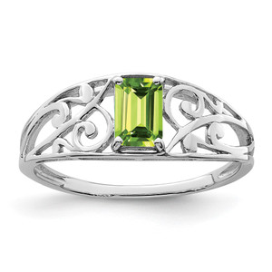 Sterling Silver Rhodium Plated Peridot Ring - QR-19DF63DC-6794